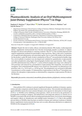 Pharmacokinetic Analysis of an Oral Multicomponent Joint Dietary Supplement (Phycox®) in Dogs