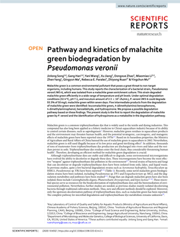 Pathway and Kinetics of Malachite Green Biodegradation By