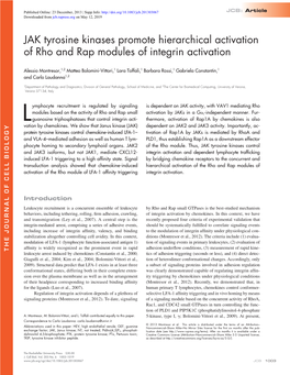 JAK Tyrosine Kinases Promote Hierarchical Activation of Rho and Rap Modules of Integrin Activation