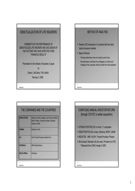 Demutualization of Life Insurers Method of Analysis