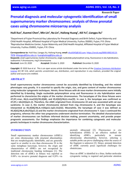 Prenatal Diagnosis and Molecular Cytogenetic