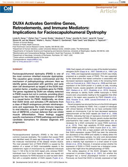 DUX4 Activates Germline Genes, Retroelements, and Immune Mediators: Implications for Facioscapulohumeral Dystrophy