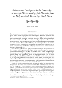 Socioeconomic Development in the Bronze Age: Archaeological Understanding of the Transition from the Early to Middle Bronze Age, South Korea