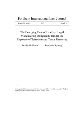 The Emerging Face of Lawfare: Legal Maneuvering Designed to Hinder the Exposure of Terrorism and Terror Financing