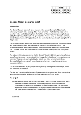 Escape Room Designer Brief