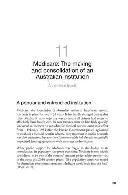 11. Medicare: the Making and Consolidation of an Australian Institution