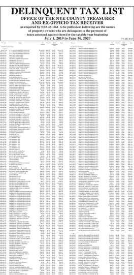 2020 Delinquent Tax List (Pdf)