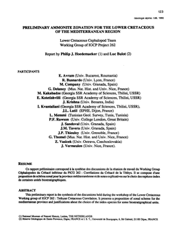 Preliminary Ammonite Zonation for the Lower Cretaceous of the Medtterranean Region