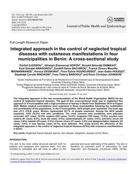 Integrated Approach in the Control of Neglected Tropical Diseases with Cutaneous Manifestations in Four Municipalities in Benin: a Cross-Sectional Study