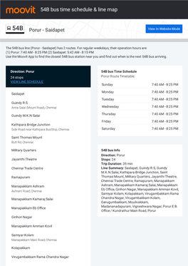 54B Bus Time Schedule & Line Route