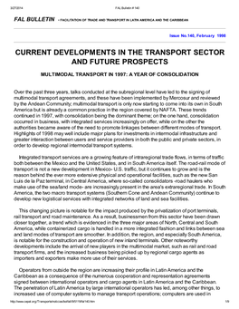 Current Developments in the Transport Sector and Future Prospects