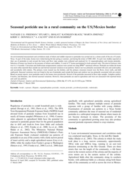 Seasonal Pesticide Use in a Rural Community on the US/Mexico Border