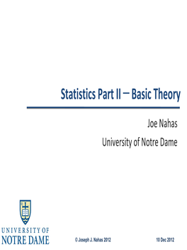 Statistics Part II − Basic Theory