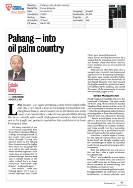 Pahangанаinto Oil Palm Country