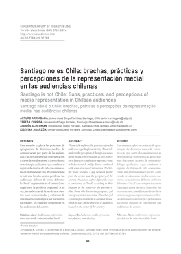 Santiago No Es Chile: Brechas, Prácticas Y Percepciones De La Representación Medial En Las Audiencias Chilenas