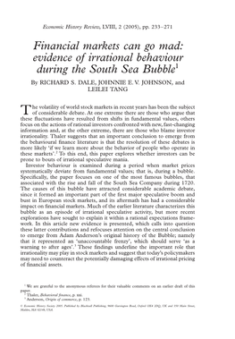 Evidence of Irrational Behaviour During the South Sea Bubble1 by RICHARD S