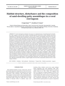 Habitat Structure, Disturbance and the Composition of Sand-Dwelling Goby Assemblages in a Coral Reef Lagoon