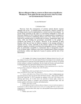 Human Rights Obligations in Post-Disaster Haiti: Working Towards Increased Justice for Victims of Gender-Based Violence