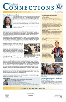 Laker CONNECTIONS a Publication of Prior Lake-Savage Area Schools • November, 2018