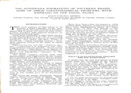 The Gond\;Yana Formations of Southern Brazil: Some of Their Stratigraphical Problems, with Emphasis on the Fossil Flora