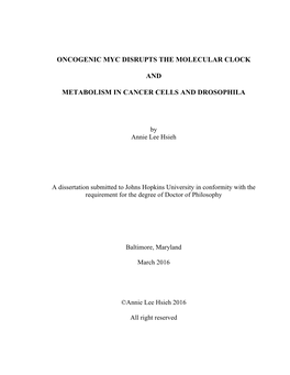 Oncogenic Myc Disrupts the Molecular Clock and Metabolism in Cancer