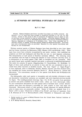 A Synopsis of Diptera Pupipara of Japan