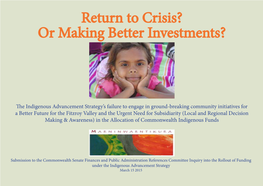 Return to Crisis? Or Making Better Investments?