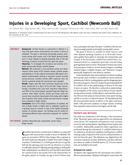 Injuries in a Developing Sport, Cachibol (Newcomb Ball)