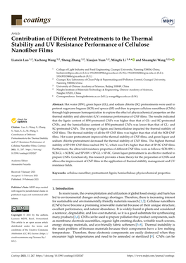 Contribution of Different Pretreatments to the Thermal Stability and UV Resistance Performance of Cellulose Nanoﬁber Films