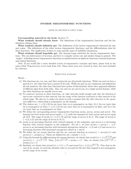 Inverse Trigonometric Functions