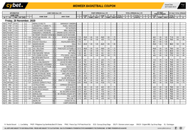 Midweek Basketball Coupon 20/11/2020 09:31 1 / 1