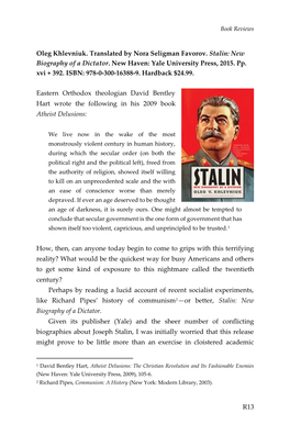 Oleg Khlevniuk, Stalin