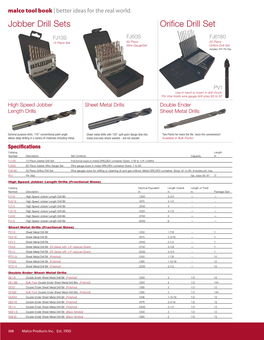 Jobber Drill Sets Orifice Drill Set