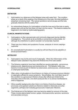 Hydrosalpinx Medical Appendix Definition 1