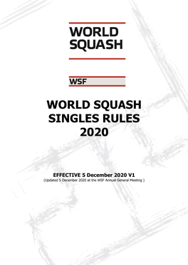 World Squash Singles Rules 2020