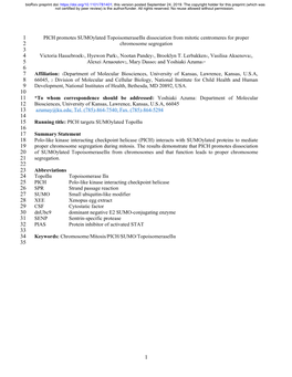 PICH Promotes Sumoylated Topoisomeraseiiα Dissociation From