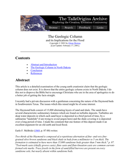 The Geologic Column Contents Abstract