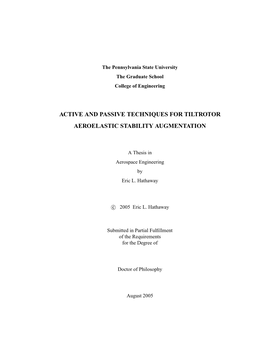 Active and Passive Techniques for Tiltrotor Aeroelastic Stability Augmentation