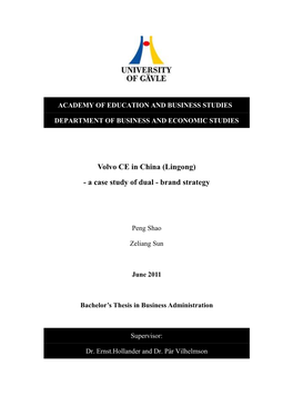 Volvo CE in China (Lingong) - a Case Study of Dual - Brand Strategy