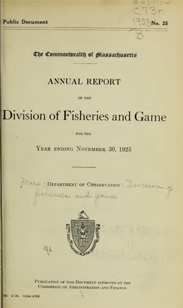 Annual Report of the Division of Fisheries and Game