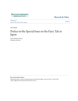 Preface to the Special Issue on the Fairy Tale in Japan Marc Sebastian-Jones Takushoku University