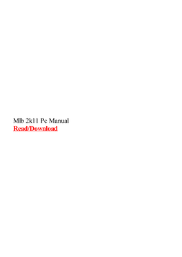 Mlb 2K11 Pc Manual