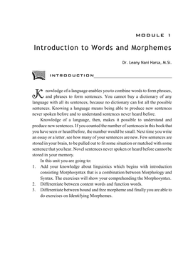 Introduction to Words and Morphemes