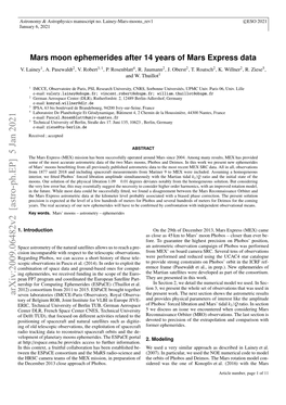 Arxiv:2009.06482V2 [Astro-Ph.EP] 5 Jan 2021 Ai Rcigdt Orcntutsaerf Risadth Porta Http: Espace and the at Orbits Ephemerides