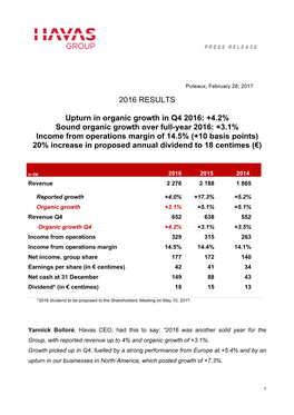 +4.2% Sound Organic Growth Over Full-Year 2016