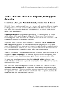 Incidenti in Montagna, Pomeriggio Di Interventi Per I Soccorsi | 1