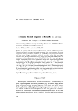 Holocene Buried Organic Sediments in Estonia