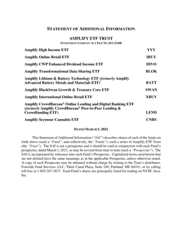 Amplify Etf Trust Investment Company Act File No