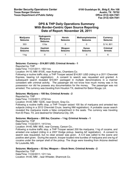 DPS & THP Daily Operations Summary with Border