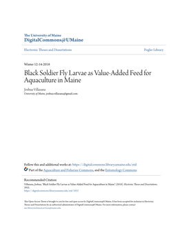 Black Soldier Fly Larvae As Value-Added Feed for Aquaculture in Maine Joshua Villazana University of Maine, Joshua.Villazana@Gmail.Com